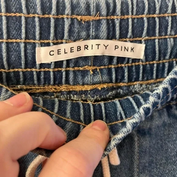 Celebrity Pink Blue Jogger Jeans with Distressed Details​​​ - Picture 2 of 4